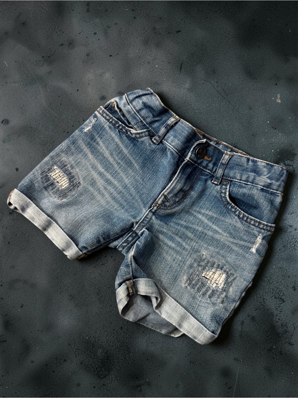 The Children's Place Distressed Rolled Cuff Denim Shorts - Blue